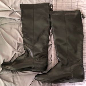 Tall Black Boots Womens Sz 9 Zip-Up Back Faux-Leather 18” Mint Cond Classic